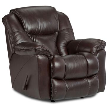 HomeStretch Leather Rocker Recliner in Brown, , large