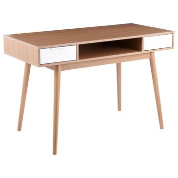 Lumisource Pebble Mid-Century Modern Desk in White and Natural, , large