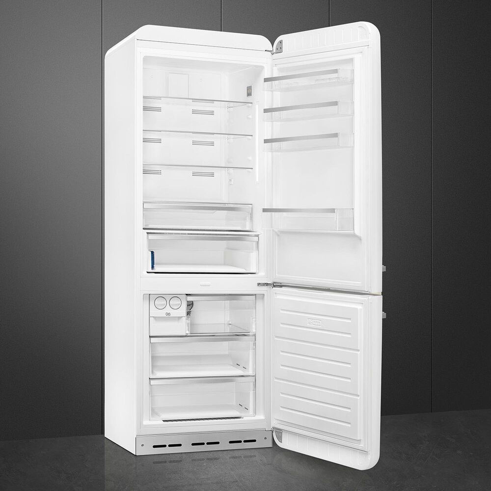 SMEG 18.01 Cu. Ft. Retro Bottom Freeze Refrigerator with Left Hinge in White, , large