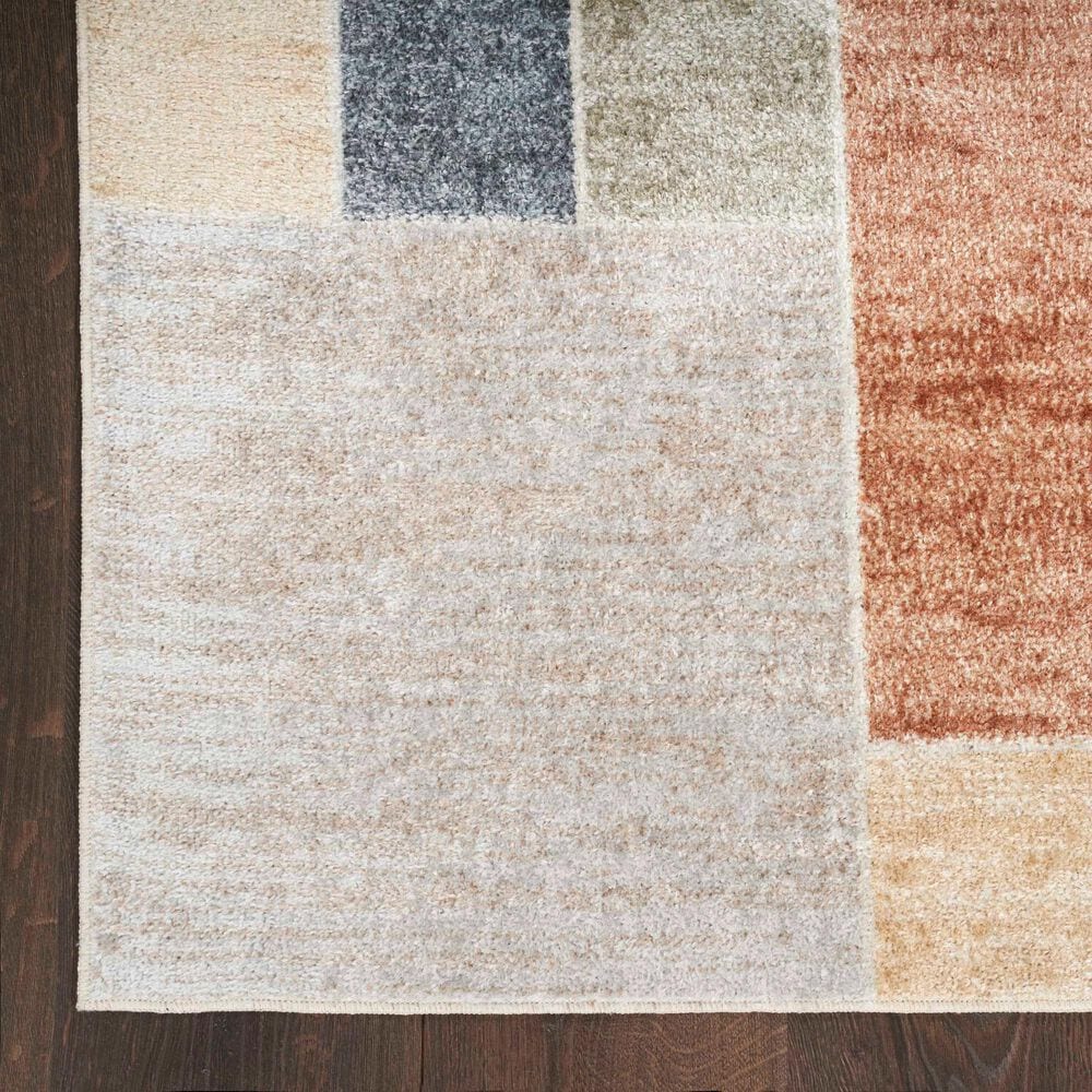 Nourison Astra Machine Washable Geometric 2&#39;2&quot; x 10&#39; Multicolor Runner, , large