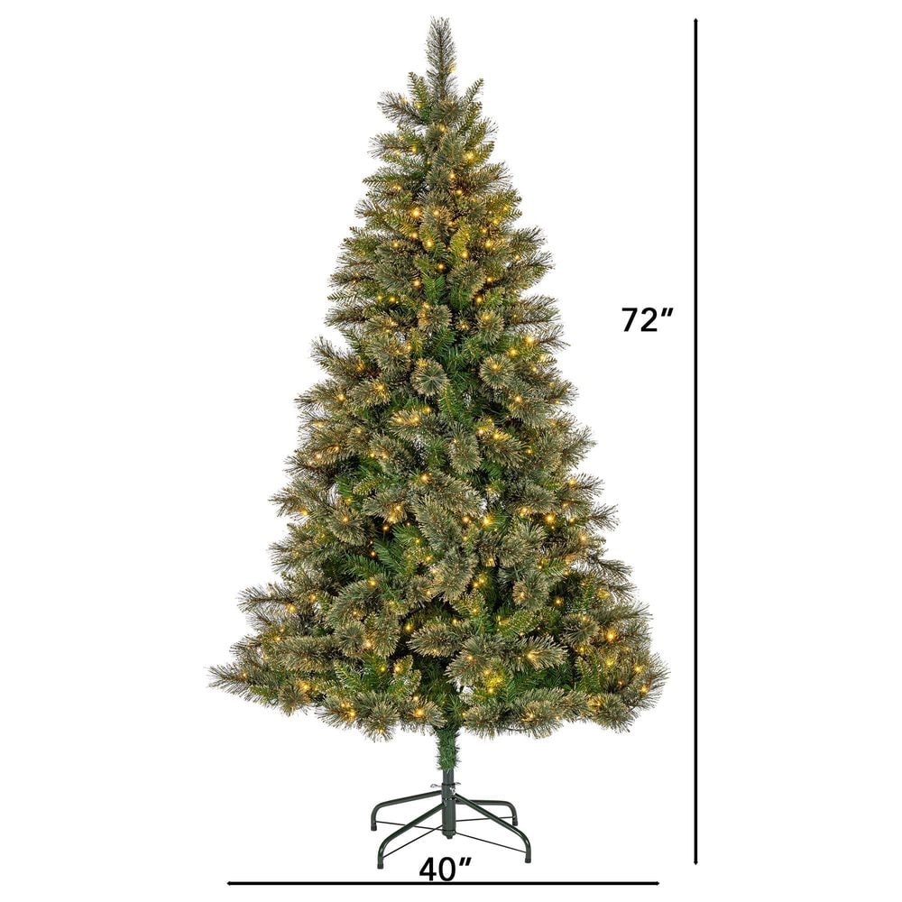 The Gerson Company 6&#39; Pre-Lit Cashmere Pine Christmas Tree in Green, , large