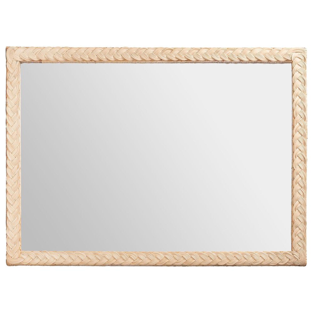 bali &amp; pari Lanica Japandi Sun Bleached Rattan Wall Mirror in Pale Brown, , large