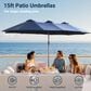 HOMLUX 15" Outdoor Market Umbrella with Sandbags Base in Dark Blue, , large