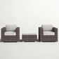 Hearth and Haven 3-piece Outdoor Wicker Conversation Set with Glass-Top Coffee Table in Gray, , large