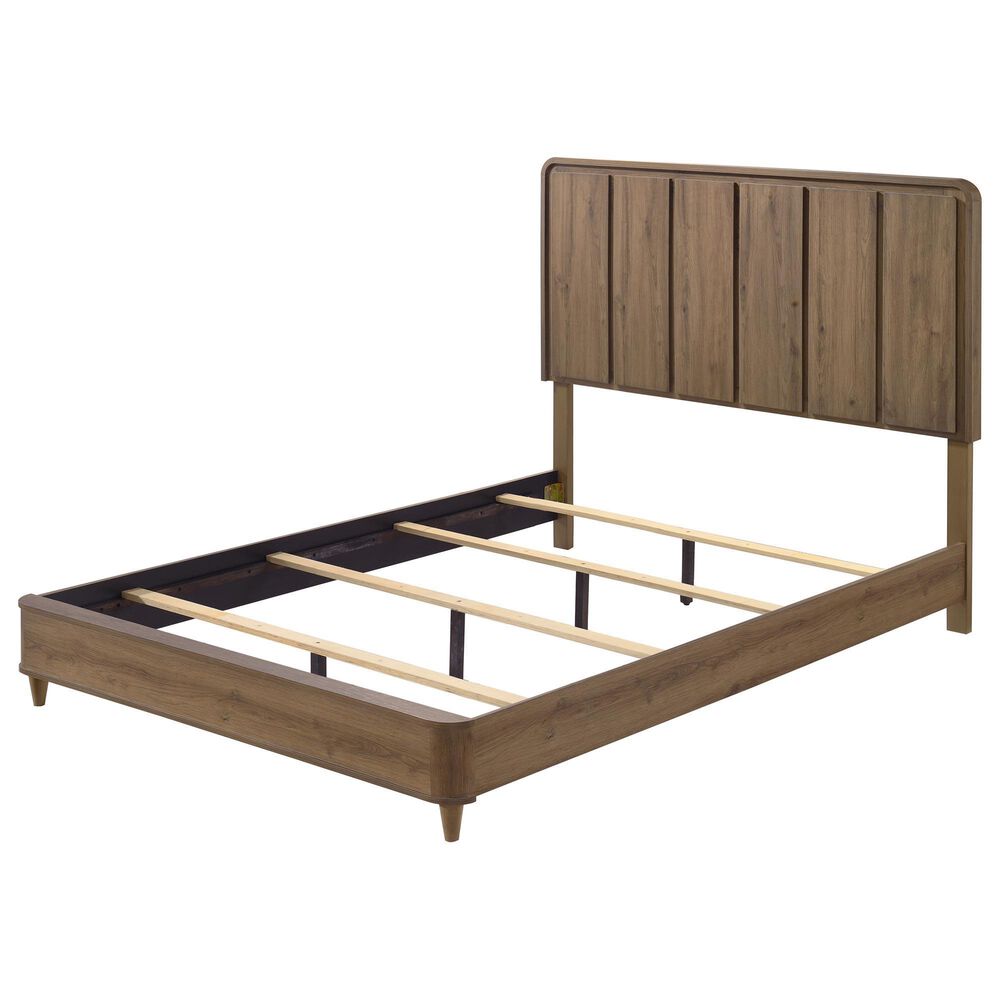 Crown Mark Nyomi King Panel Bed with Dresser, Chest and Two Nightstands in Light Brown, , large
