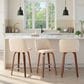 LumiSource Toriano Swivel Counter Stool with Cream Faux Leather Upholstery in Walnut and Chrome (Set of 2), , large