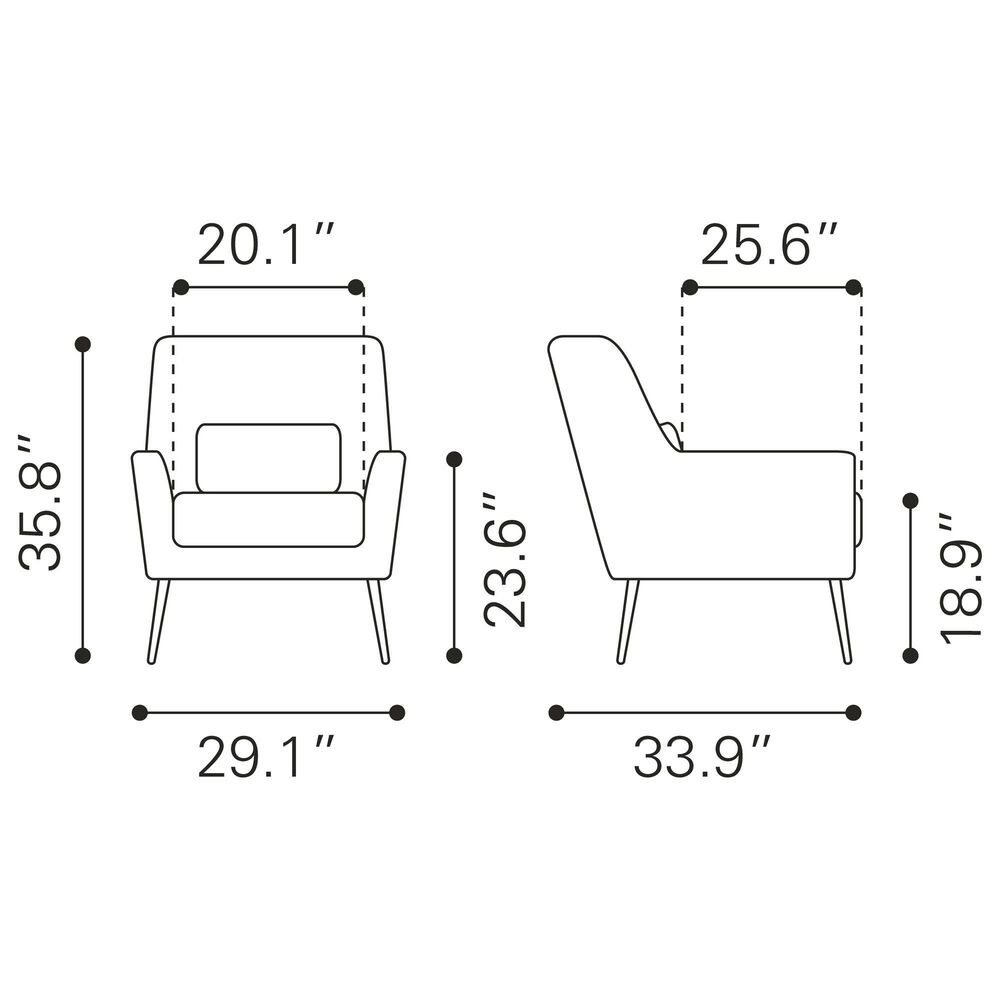 Zuo Modern Ontario Accent Chair in Vintage Brown and Gold, , large