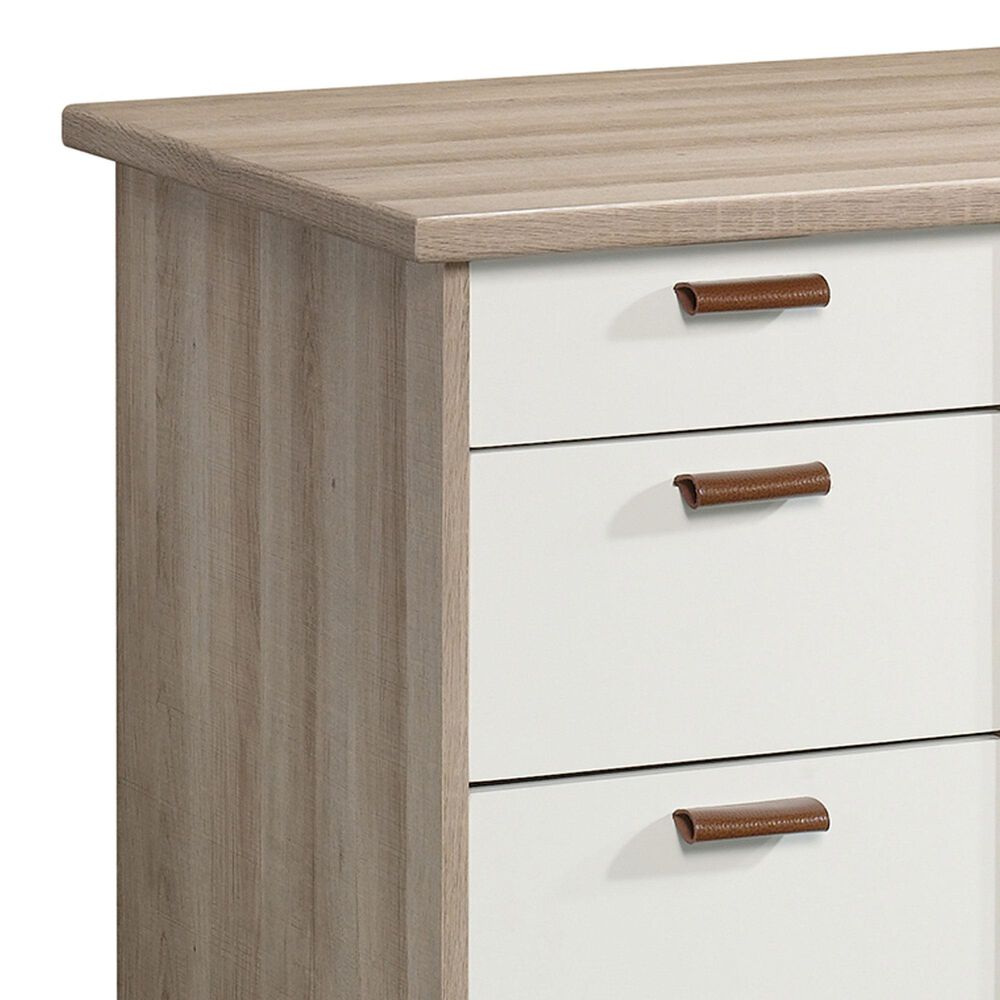 Hearth and Haven 6-Drawer Executive Desk in Brown and White, , large