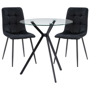 CorLiving Lennox 3-Piece Round Bistro Dining Set with Black Cushion in Black, , large