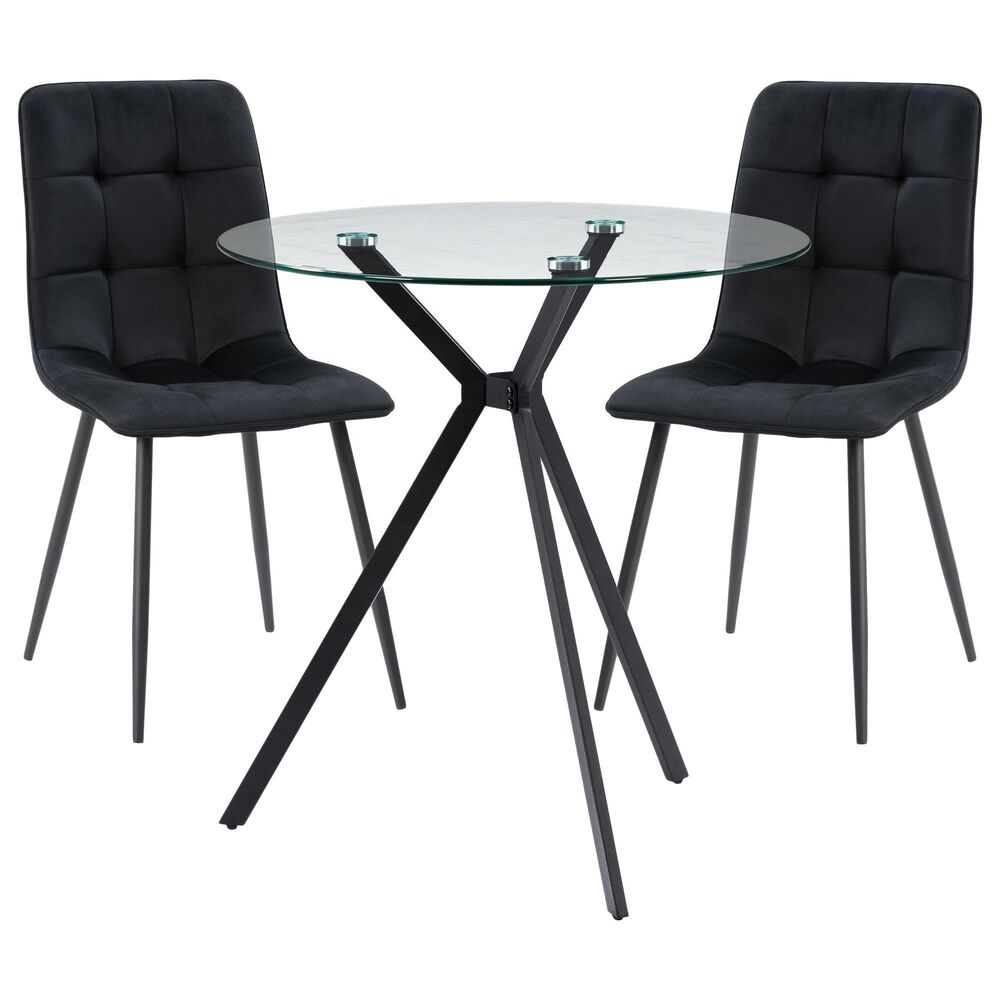 CorLiving Lennox 3-Piece Round Bistro Dining Set with Black Cushion in Black, , large