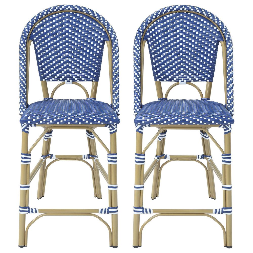 Furniture of America Ventura Patio Counter Chair in Natural, Blue and White &#40;Set of 2&#41;, , large