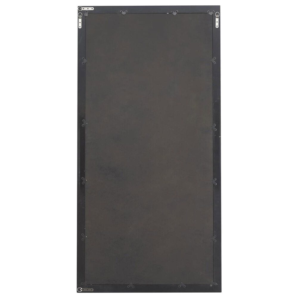 Maple and Jade 65" Wood Rectangular Minimalistic Wall Mirror in Matte Black, , large