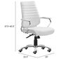 Zuo Modern Enterprise Low Back Office Chair with White Faux Leather in Chrome, , large