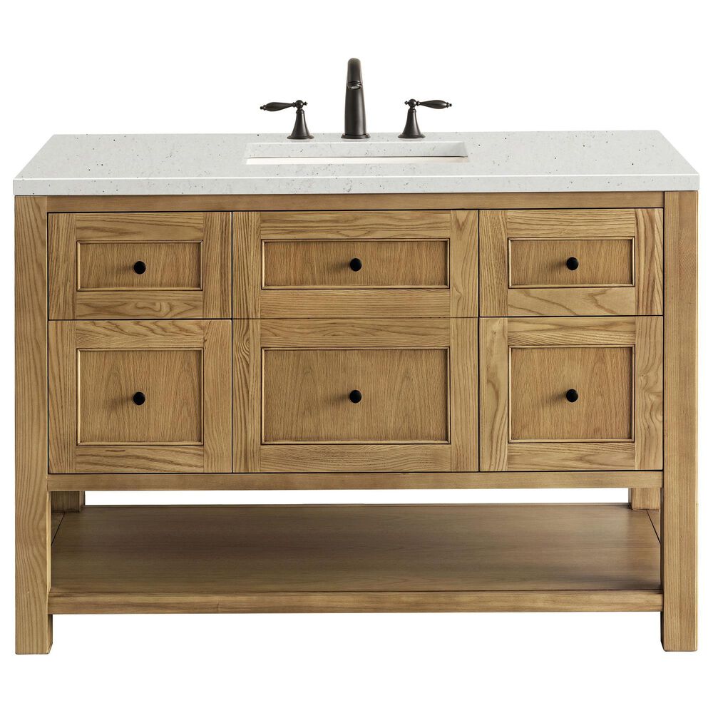 James Martin Vanities Breckenridge 48&quot; Single Bathroom Vanity in Light Natural Oak with 3 cm Lime Delight Quartz Top and Rectangular Sink, , large