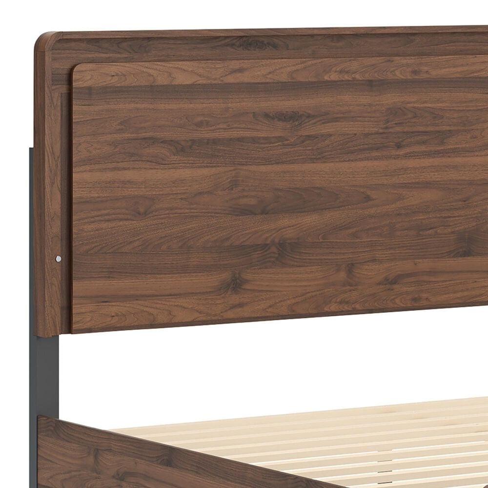 Ashley Fortlorn King Platform Bed in Walnut Brown with LED Light, , large