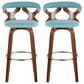 LumiSource Gardenia Swivel Fixed-Height Bar Stool with Teal Fabric Upholstery in Chrome and Walnut (Set of 2), , large