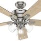 Hunter Crestfield 52" Pull Chain Ceiling Fan with LED Lights in Brushed Nickel, , large