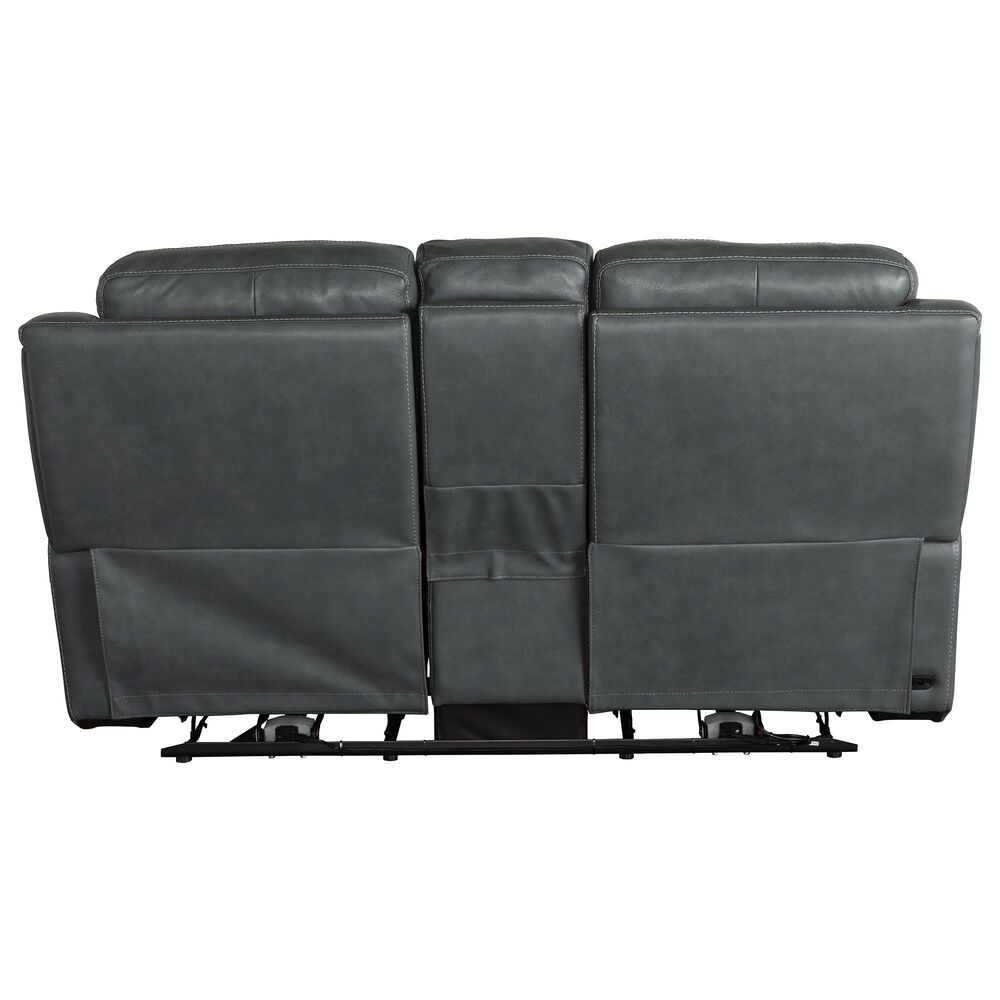 Bassett Conover Power Reclining Console Loveseat with Power Headrest and Lumbar in Blue, , large
