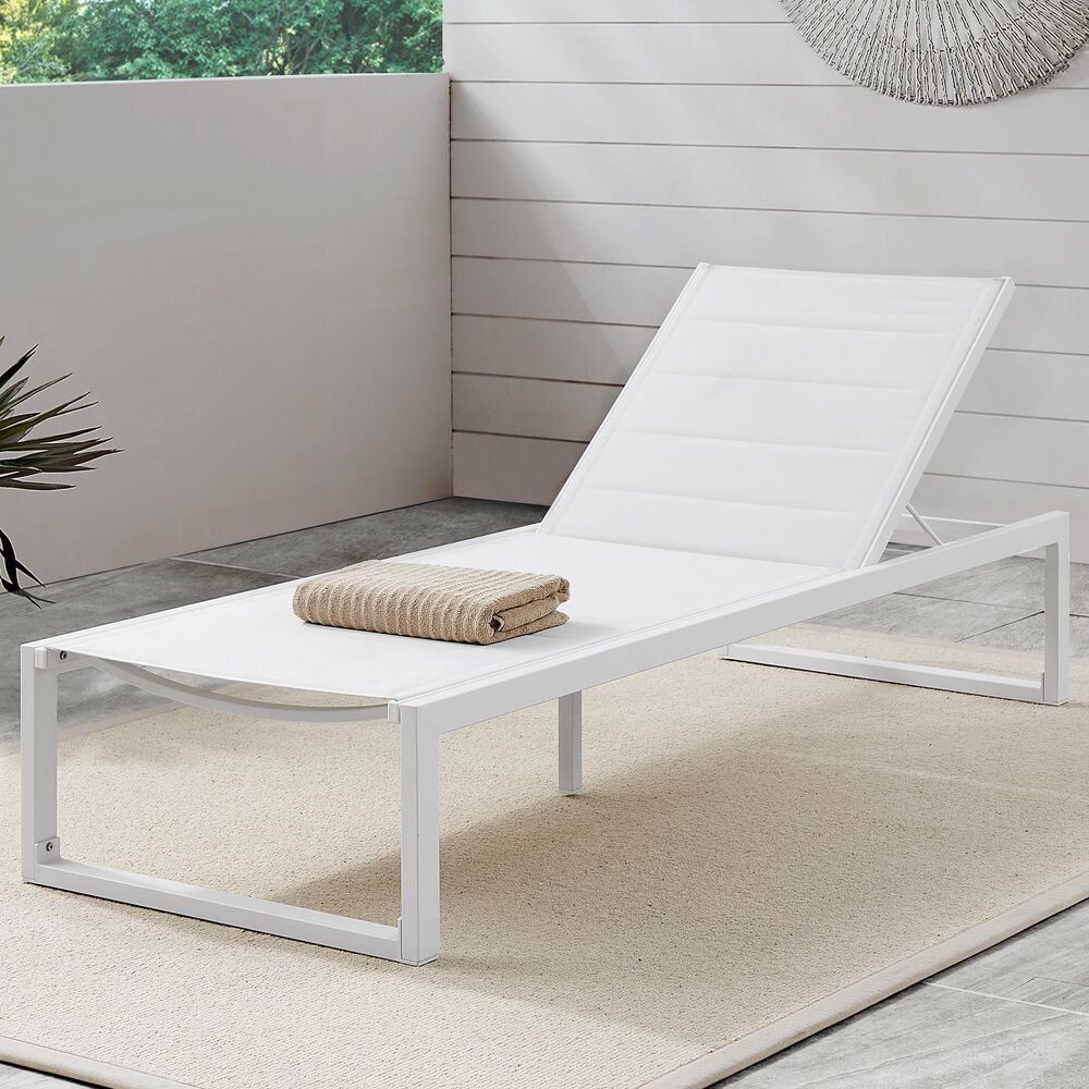Linon Home Decor Holland Patio Chaise Lounge in White, , large