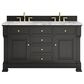 James Martin Vanities Brookfield 60" Double Bathroom Vanity in Black Onyx with 3 cm Carrara White Marble Top and Rectangular Sinks, , large