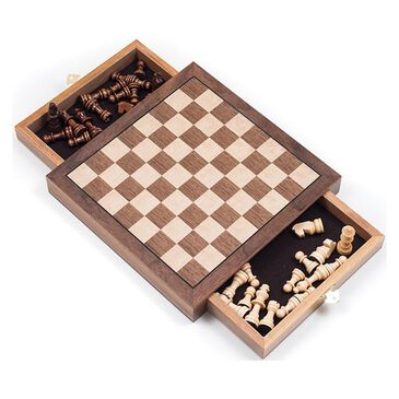 Timberlake Elegant Inlaid Wooden Chess Cabinet in Brown, , large