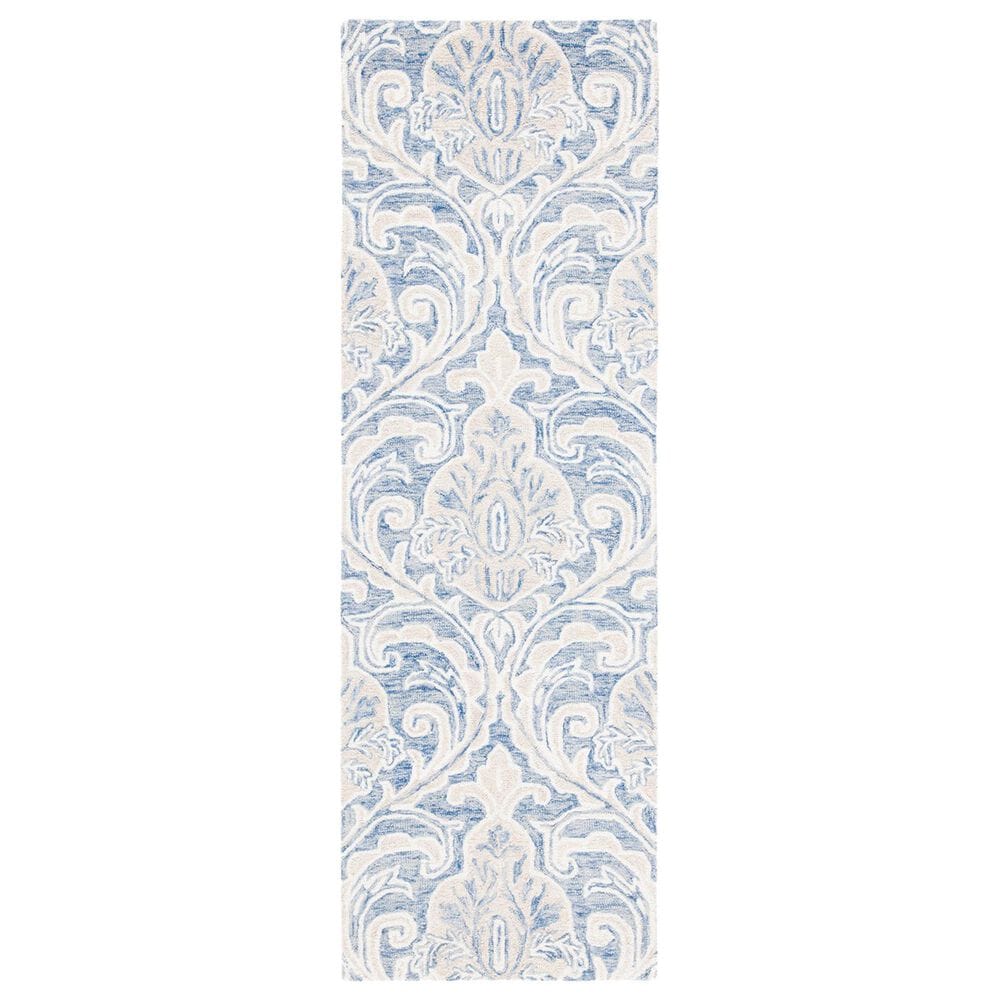 Safavieh Micro-Loop MLP532M 2"3" x 13" Blue and Ivory Runner, , large