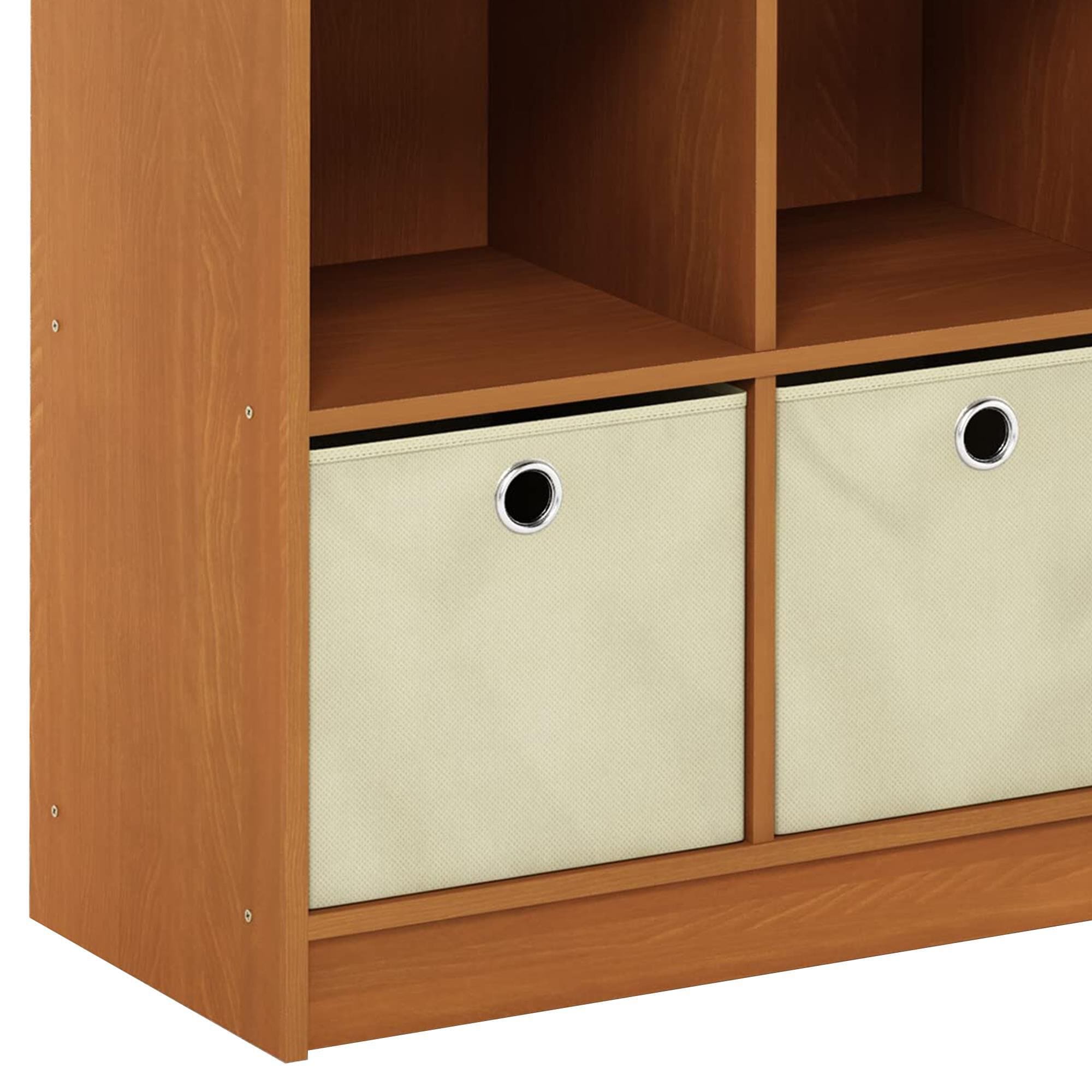 HOMLUX 6-Cube Bookshelf Bookcase with Storage Bins in Light Cherry
