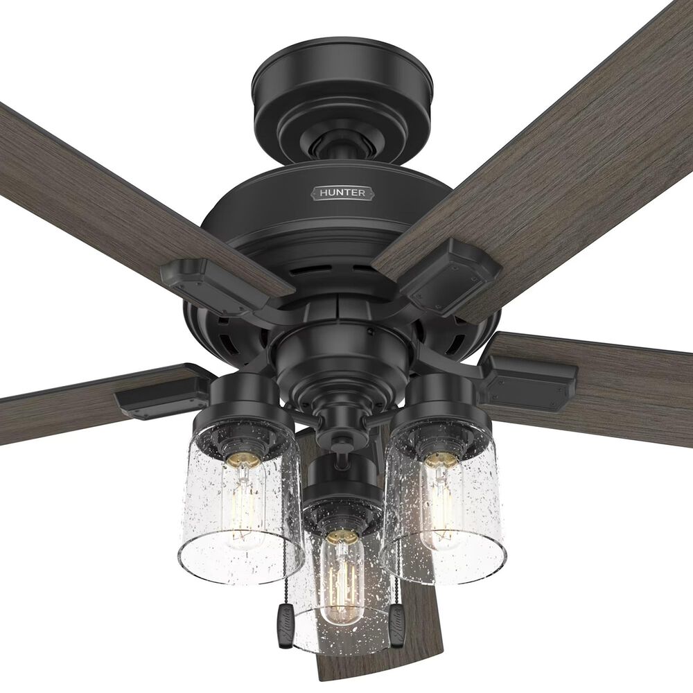 Hunter Hartland 52&quot; Ceiling Fan with LED Lights in Matte Black, , large