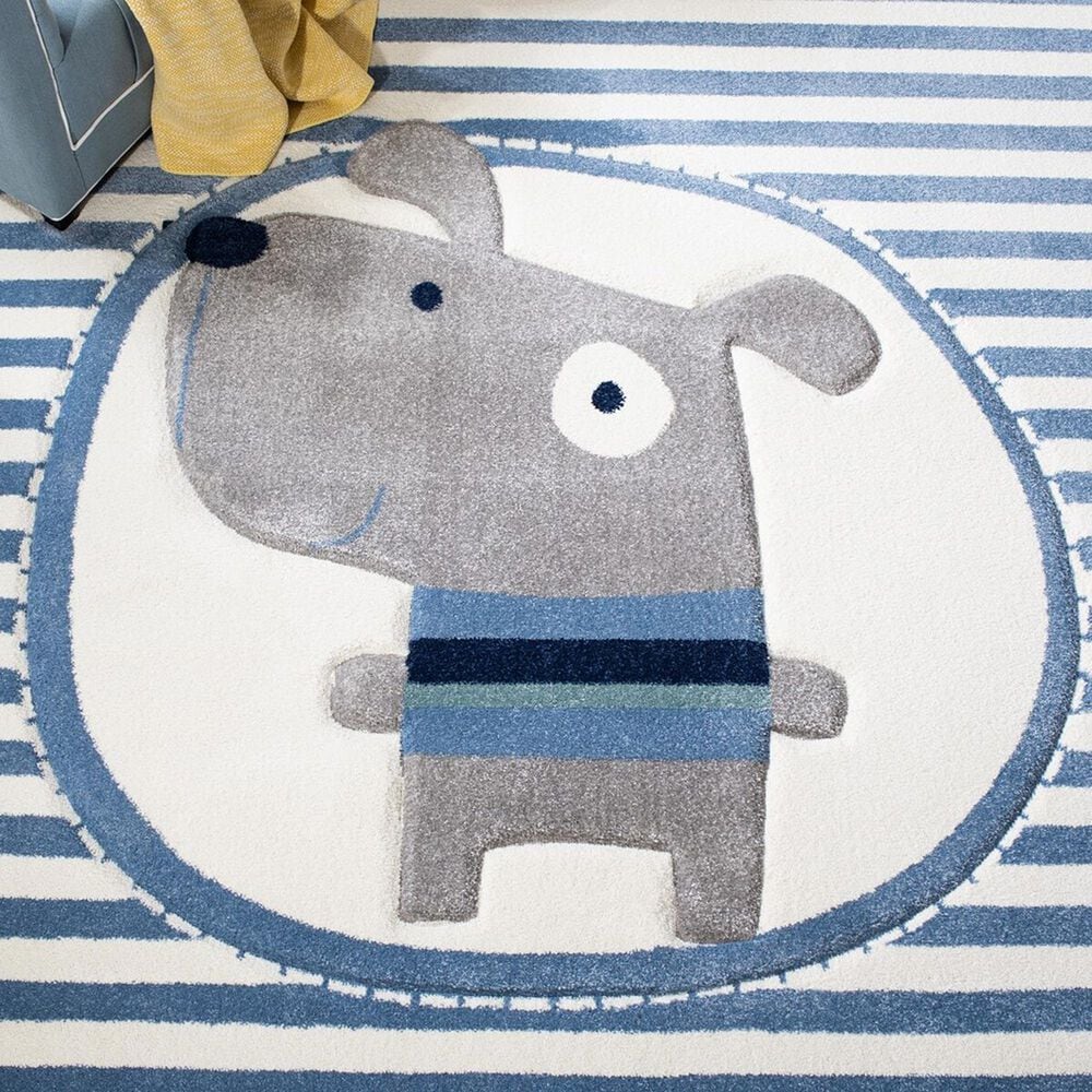 Safavieh Carousel CRK126A 5&#39;3&quot; Square Ivory and Blue Kids  Area Rug, , large