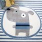 Safavieh Carousel CRK126A 5"3" Square Ivory and Blue Kids  Area Rug, , large