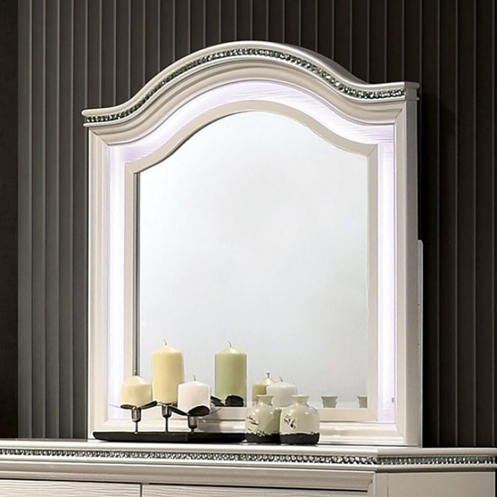 Furniture of America Allie 6-Drawer Dresser and Mirror in Pearl White, , large