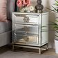 Baxton Studio Laken Mirrored 3-Drawer End Table in Silver and Antique Bronze, , large