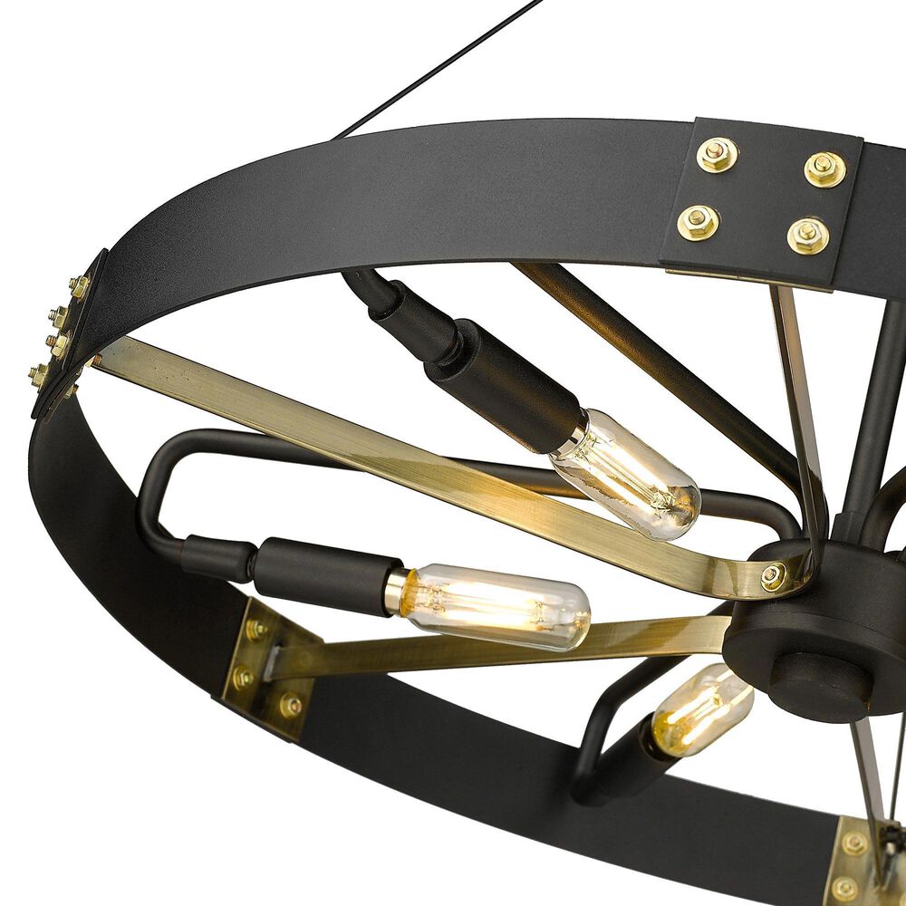 Golden Lighting Vaughn 6-Light Medium Pendant in Natural Black and Aged Brass, , large