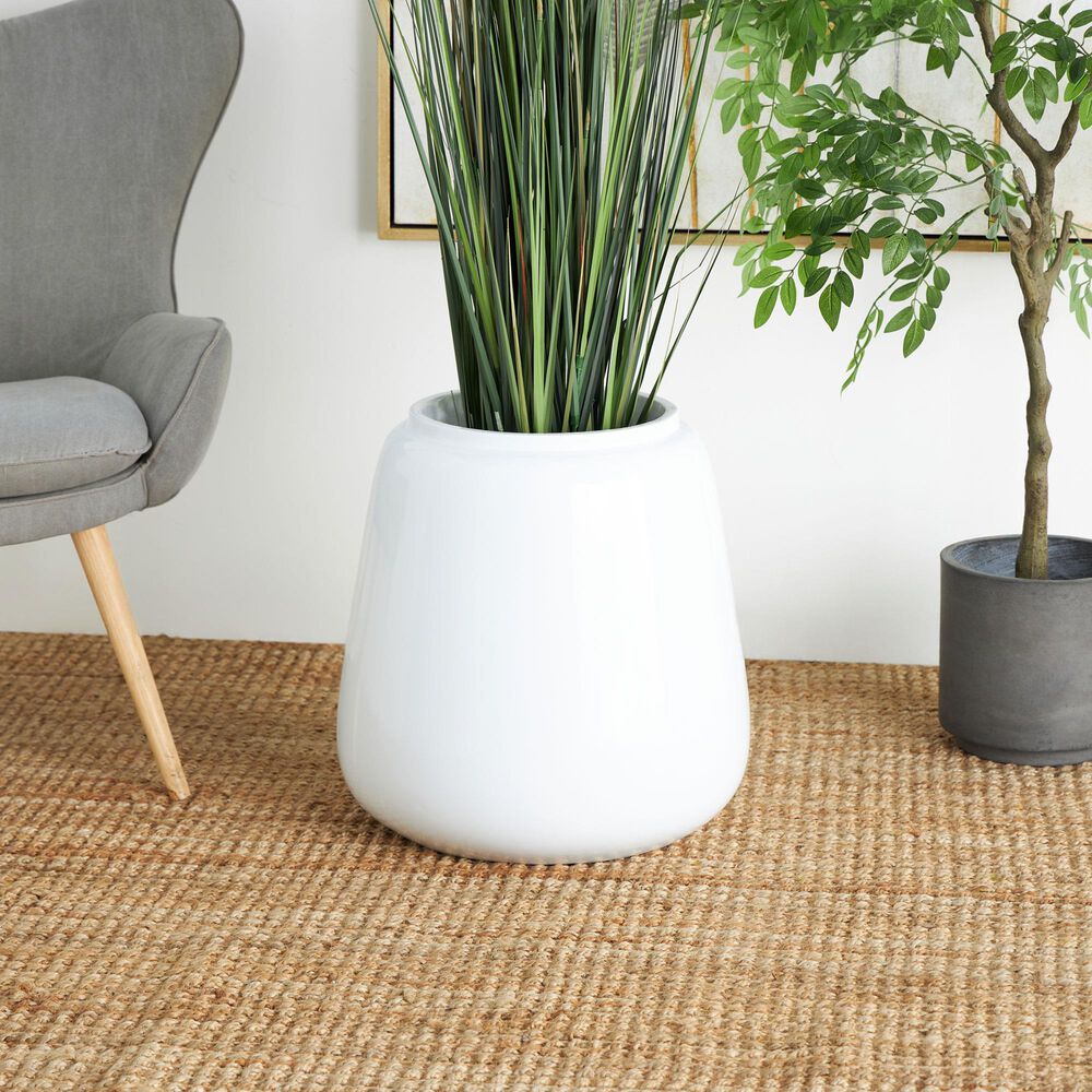 Maple and Jade 20&quot; Short Floor Decorative Vase in Polished White, , large