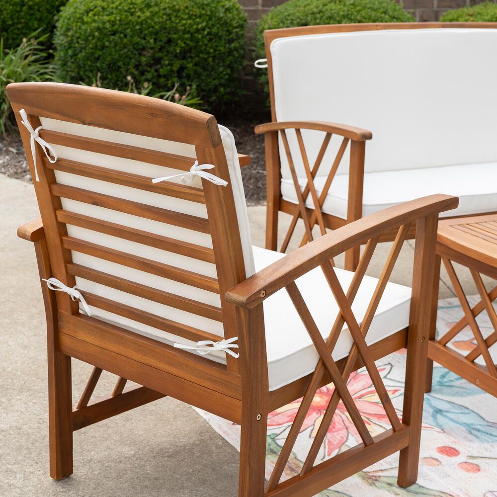 Linon Home Decor Jubil 4-Piece Outdoor Conversation Set in Brown, , large