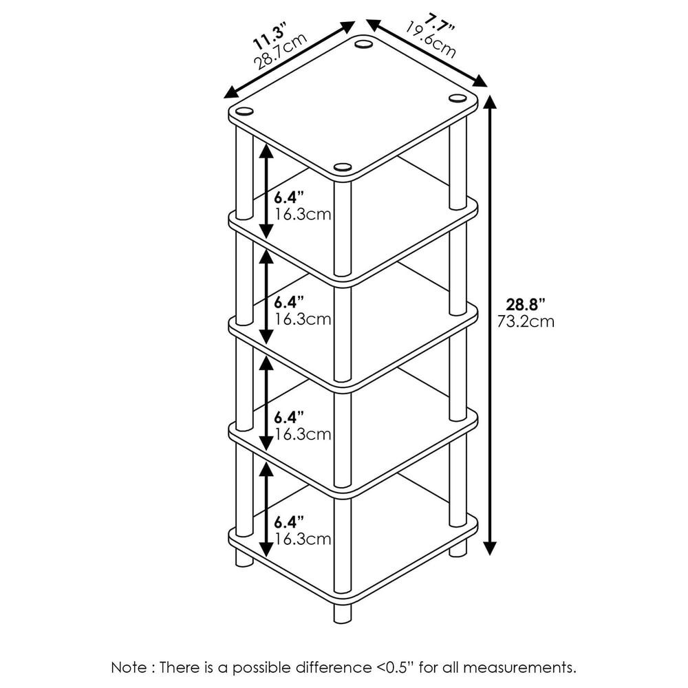 HOMLUX 5-Tier Tall Corner Open Bookshelf with 4 Storage Bins in Oak and Black, , large