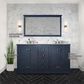 Lexora Home Dukes 60" Double Bathroom Vanity in Navy Blue with 2 cm White Carrara Marble Top and Rectangular Sinks, , large
