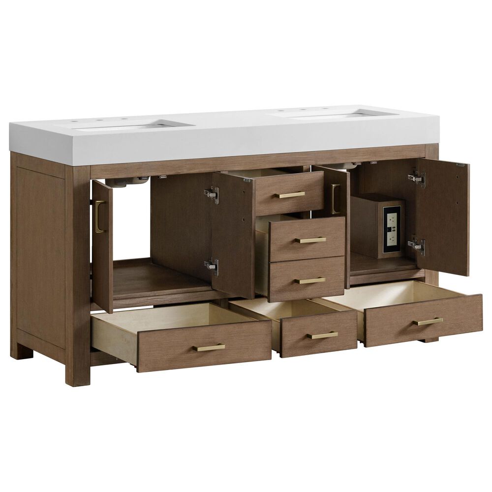 37B Alanya 60" Double Bathroom Vanity in Walnut Drift with White Composite Stone Top, , large