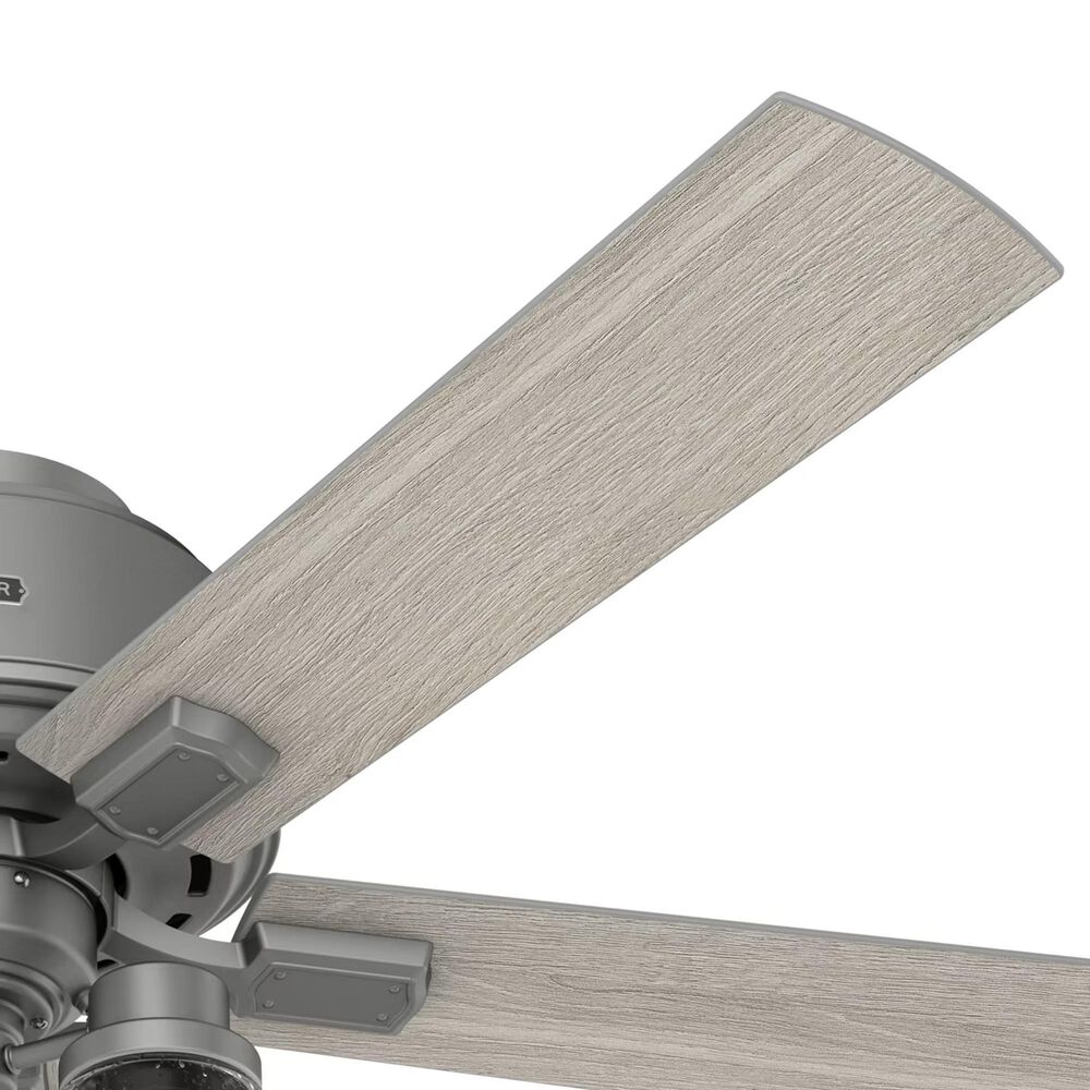 Hunter Hartland Low Profile 52&quot; Ceiling Fan with LED Lights in Matte Silver, , large