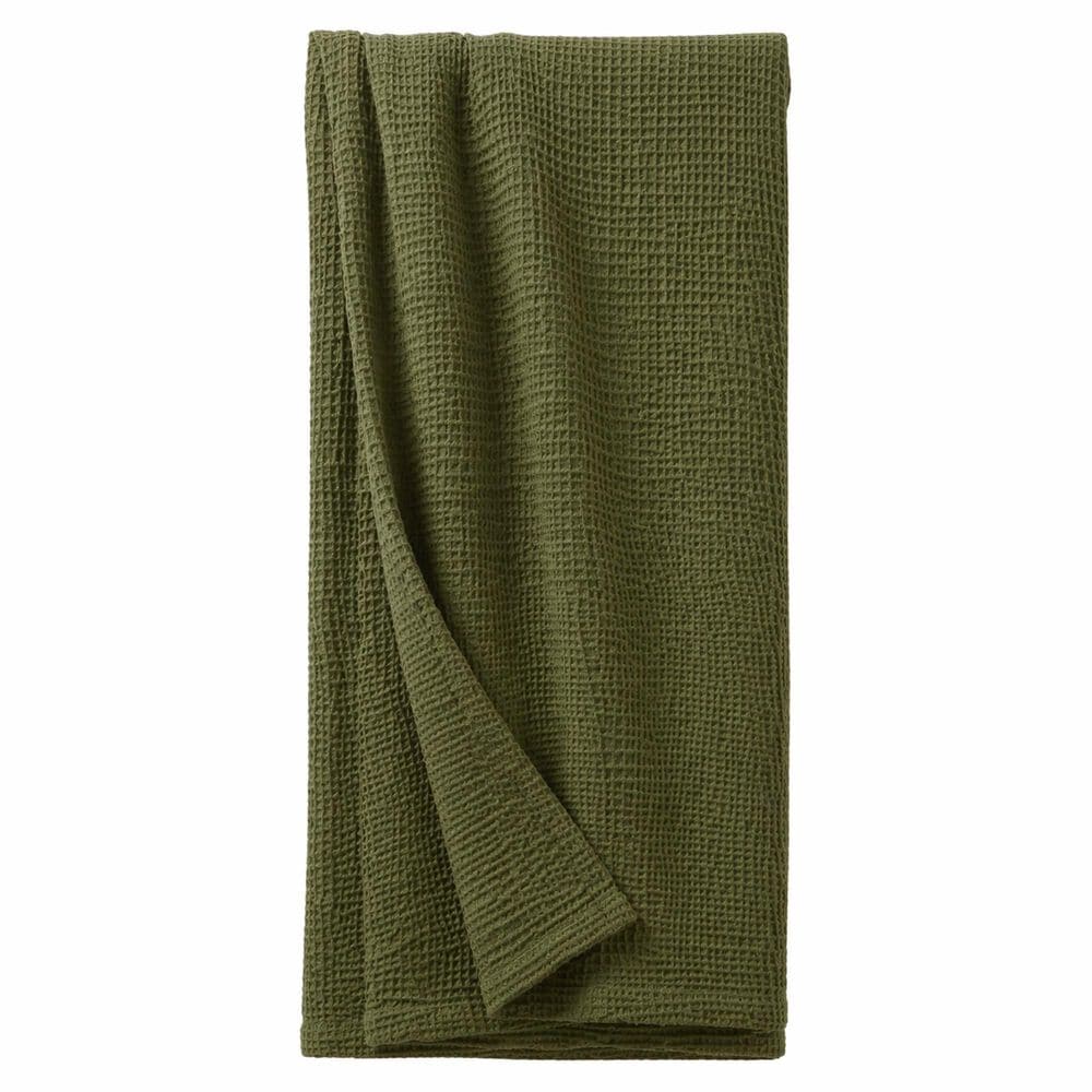 Trade Linker Full/Queen Waffle Weave Knit Throw Blanket in Olive, , large