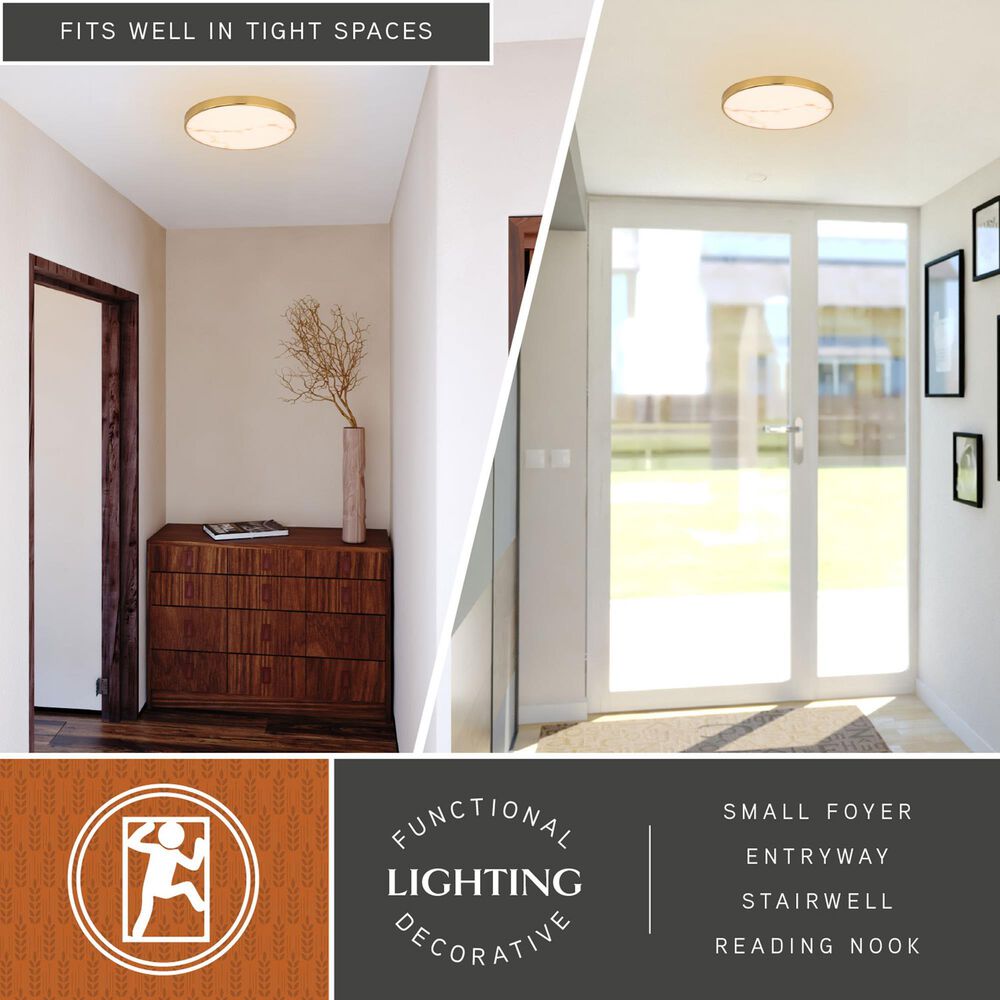 Vaxcel Aurelia 12" 1-Light Flush Mount in Brushed Brass, , large