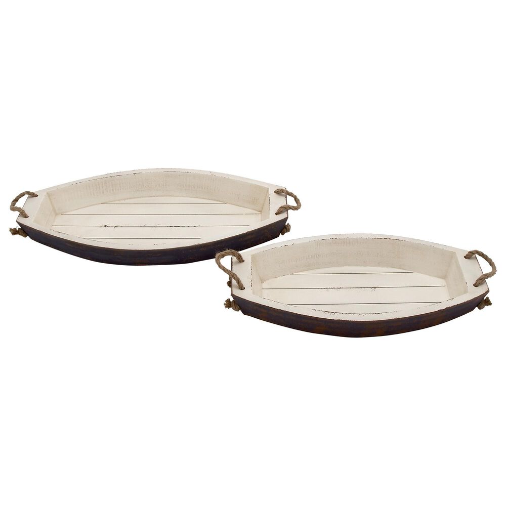 Maple and Jade Coastal Tray in White and Blue (Set of 2), , large