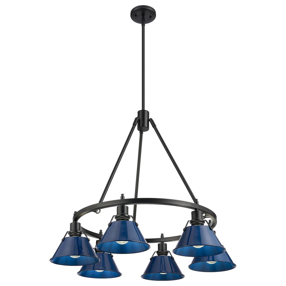 Golden Lighting Orwell 6-Light Chandelier with Matte Navy Shade in Matte Black, , large