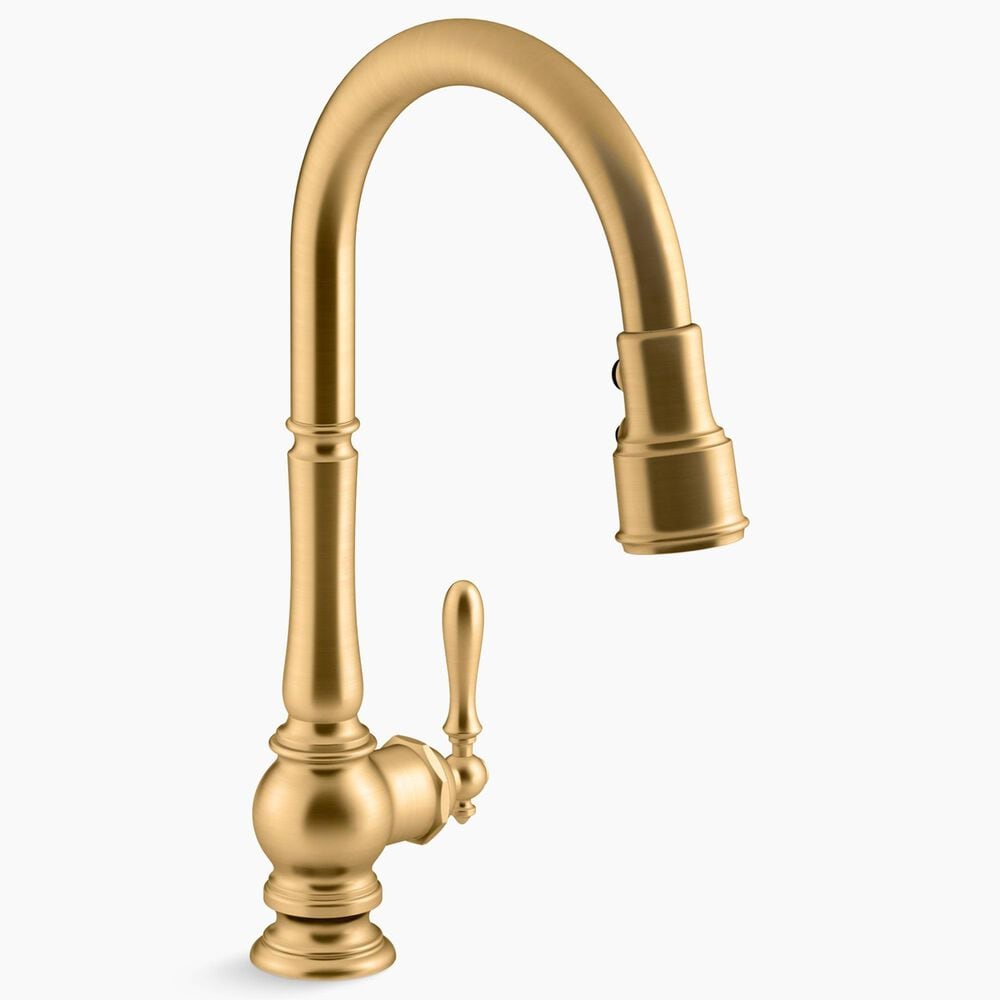 Kohler Artifacts Pull-Down Kitchen Sink Faucet in Vibrant Brushed Moderne Brass, , large