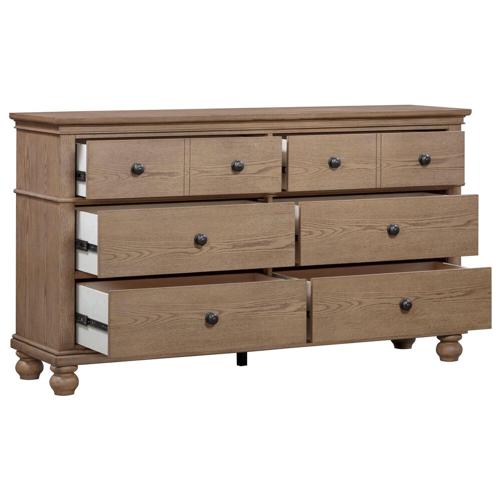 Riva Ridge Oxford 6-Drawer Dresser with Mirror in Tan, , large