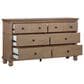 Riva Ridge Oxford 6-Drawer Dresser with Mirror in Tan, , large