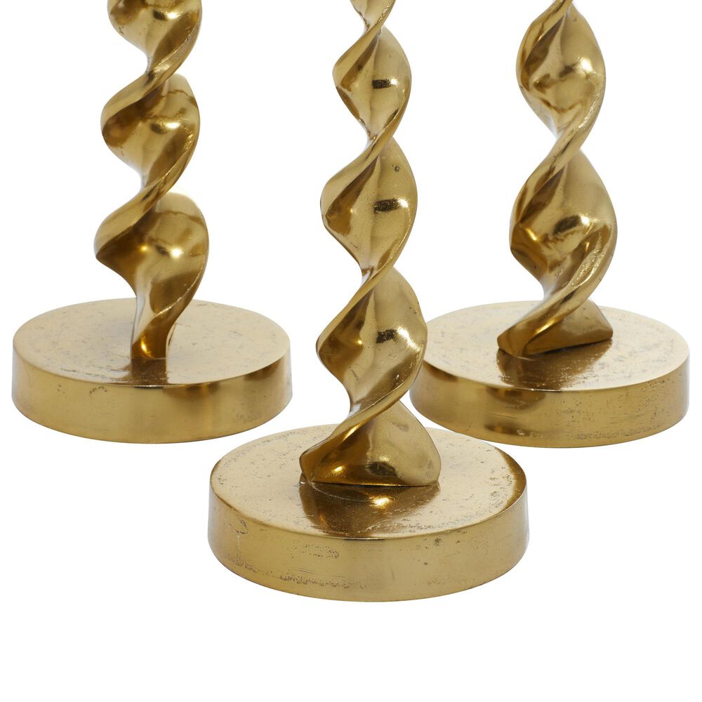 Maple and Jade Candle Holder in Polished Gold &#40;Set of 3&#41;, , large