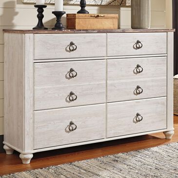 Ashley Willowton 6 Drawer Dresser in White Washed Finish, , large