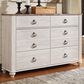 Ashley Willowton 6 Drawer Dresser in White Washed Finish, , large