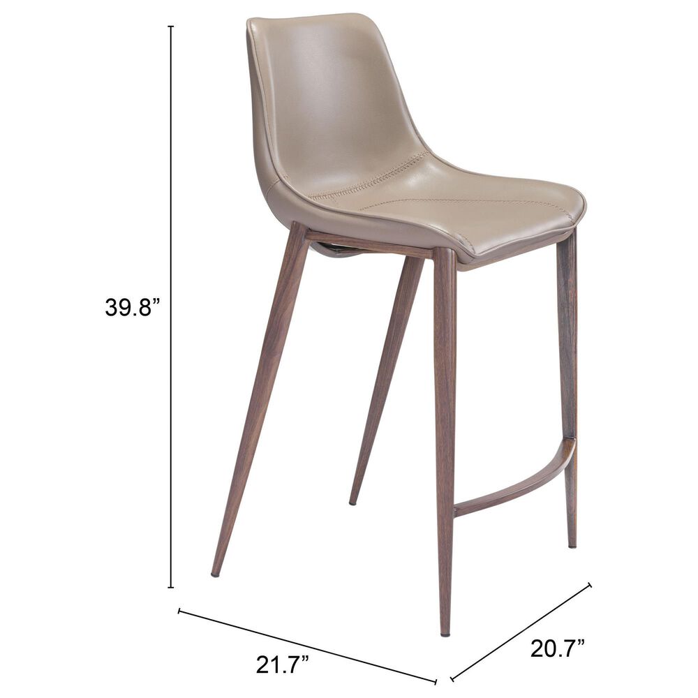Zuo Modern Magnus Counter Chair in Gray/Dark Brown &#40;Set of 2&#41;, , large